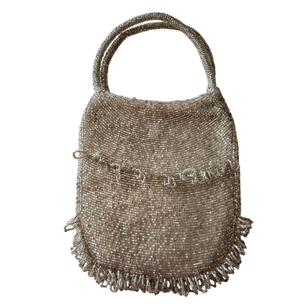 Vintage Richere Bag by Walborg Silver-Tone Hand Beaded Evening Purse
